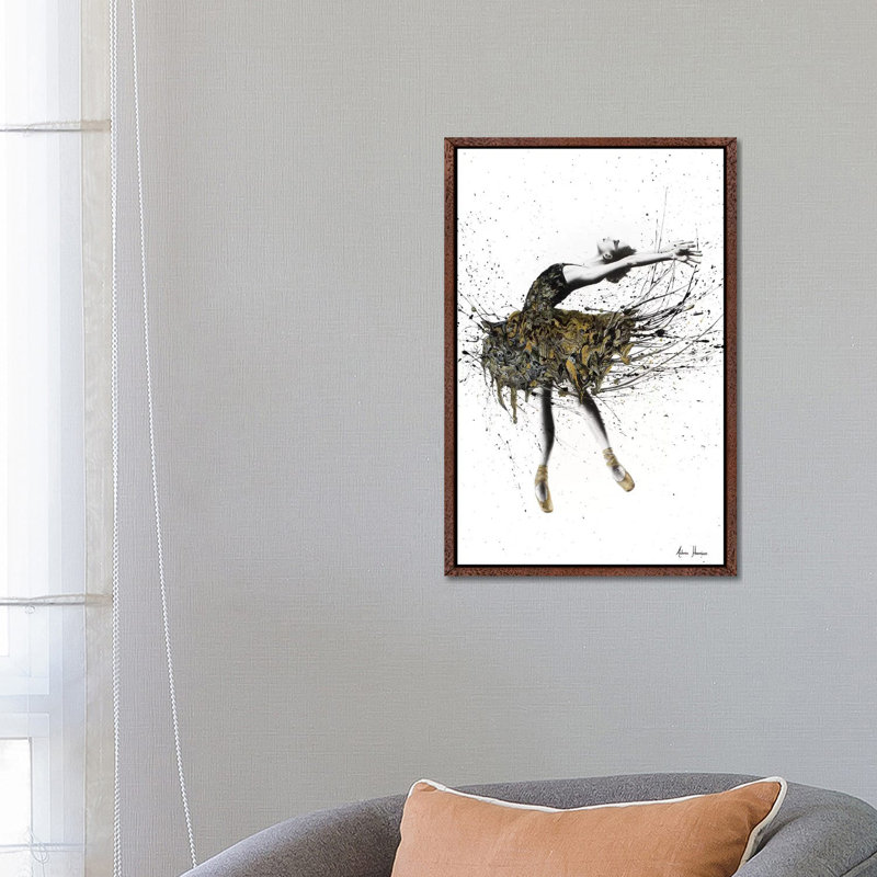 Black Swan Night by Ashvin Harrison - Print on Canvas, 66.04 cm H x 45.72 cm W, Classic Brown Wood Framed