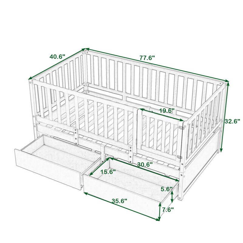 Lit plateforme avec rangement Yisroel, Blanc, Simple
