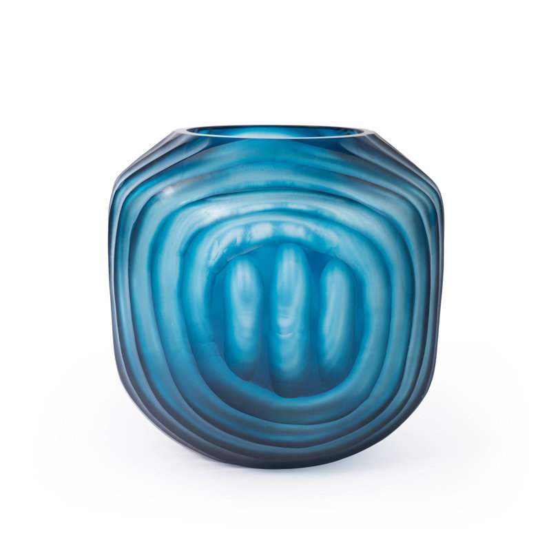 Circle Handmade Handblown Glass Table Vase, Frost Blue