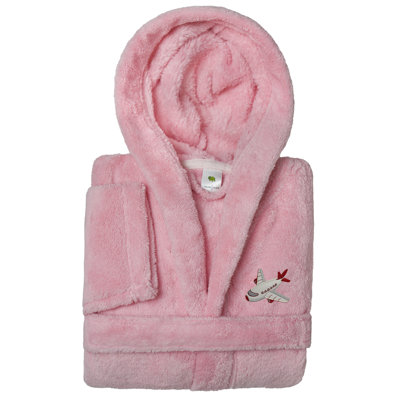 Linum Kids 100% Polyester SUPER PLUSH Double Brushed Hooded Bathrobe - JET PLANE
