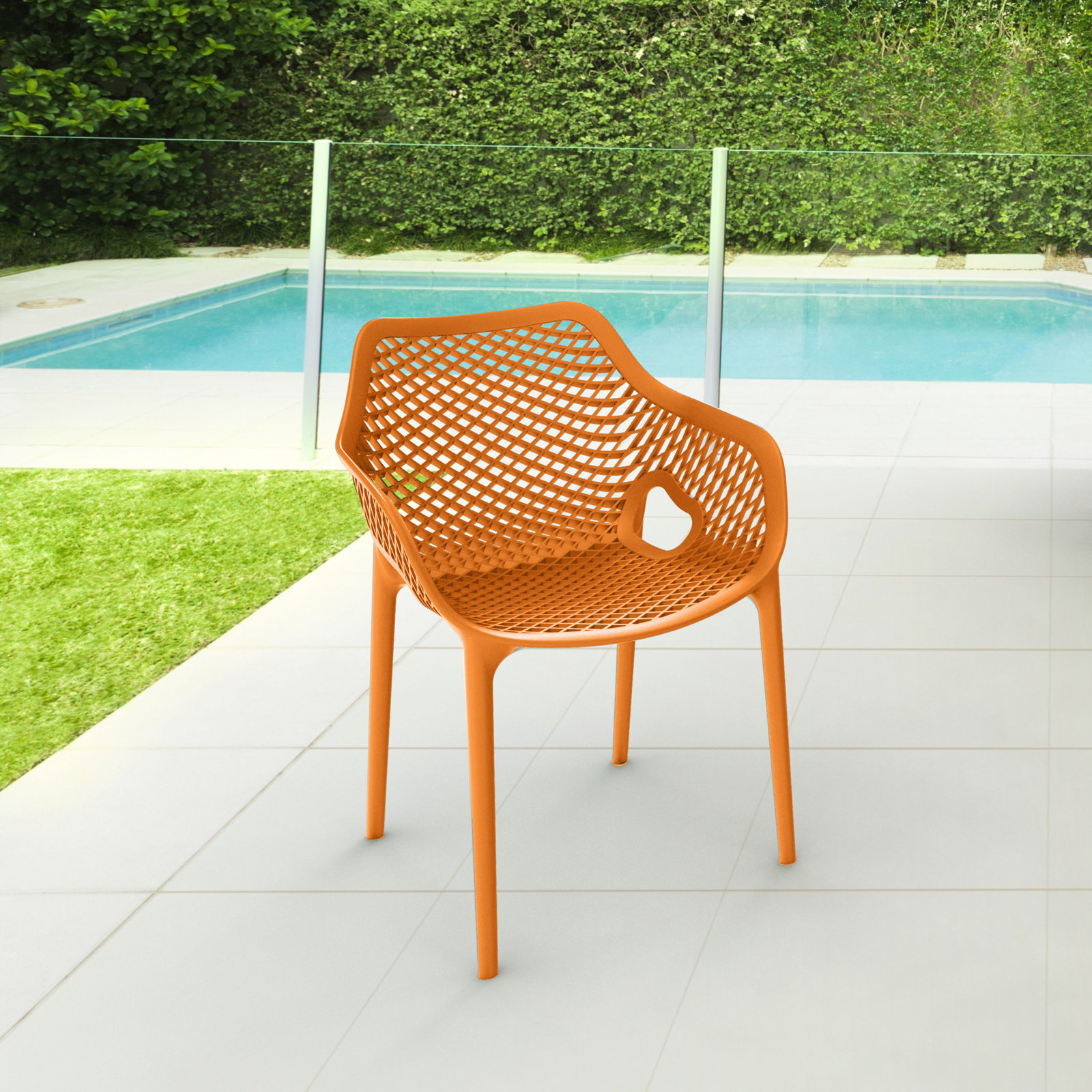 Farrah Stackable Patio Armchair, Orange