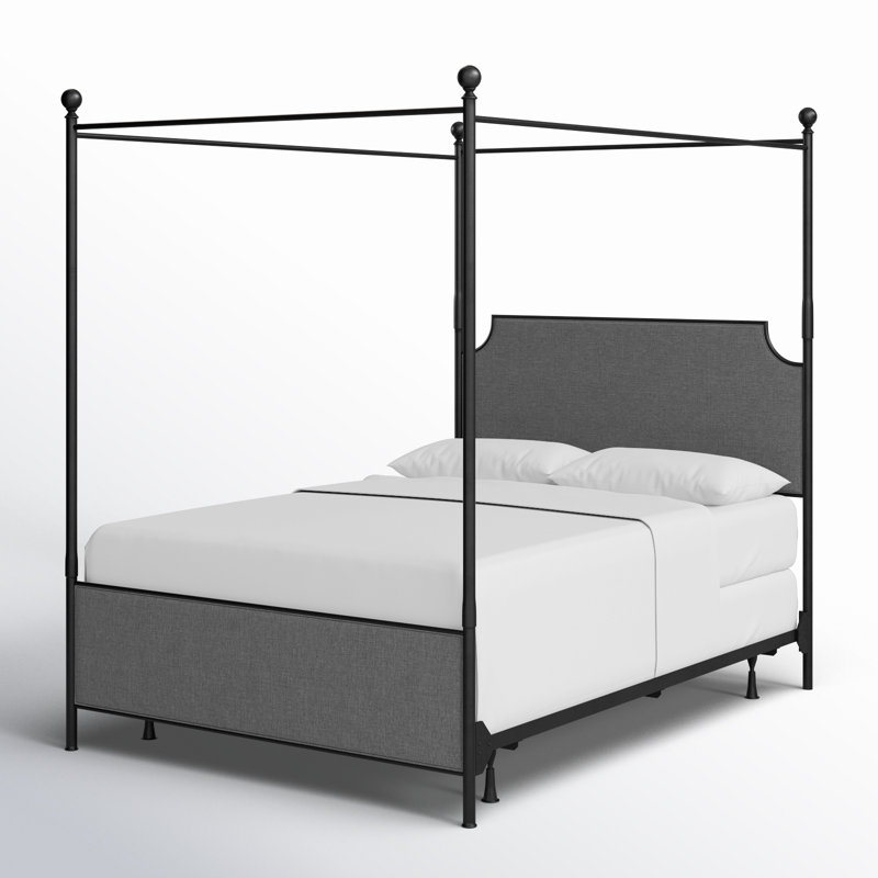 Olague Low Profile Canopy Bed, Queen, Black/Gray