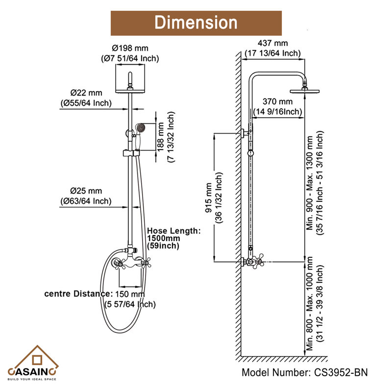 Brushed Nickel Adjustable Rainfall and Handheld Shower System