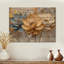 Fleur dorée succulente dans l'aride II - Art mural en bois succulent - sur bois de pin naturel-680310844