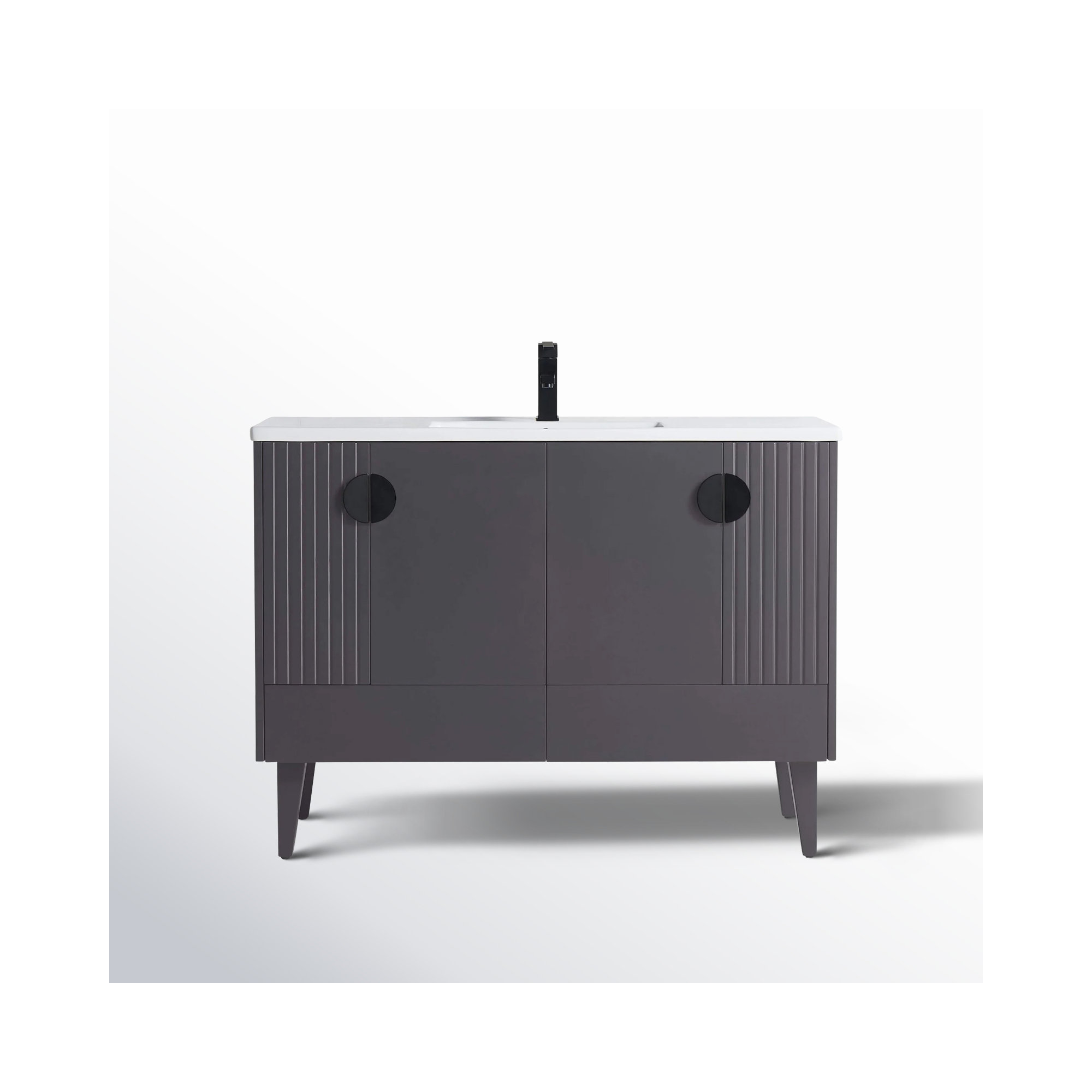 Saimah 48'' Single Bathroom Vanity, Rock Gray, Black
