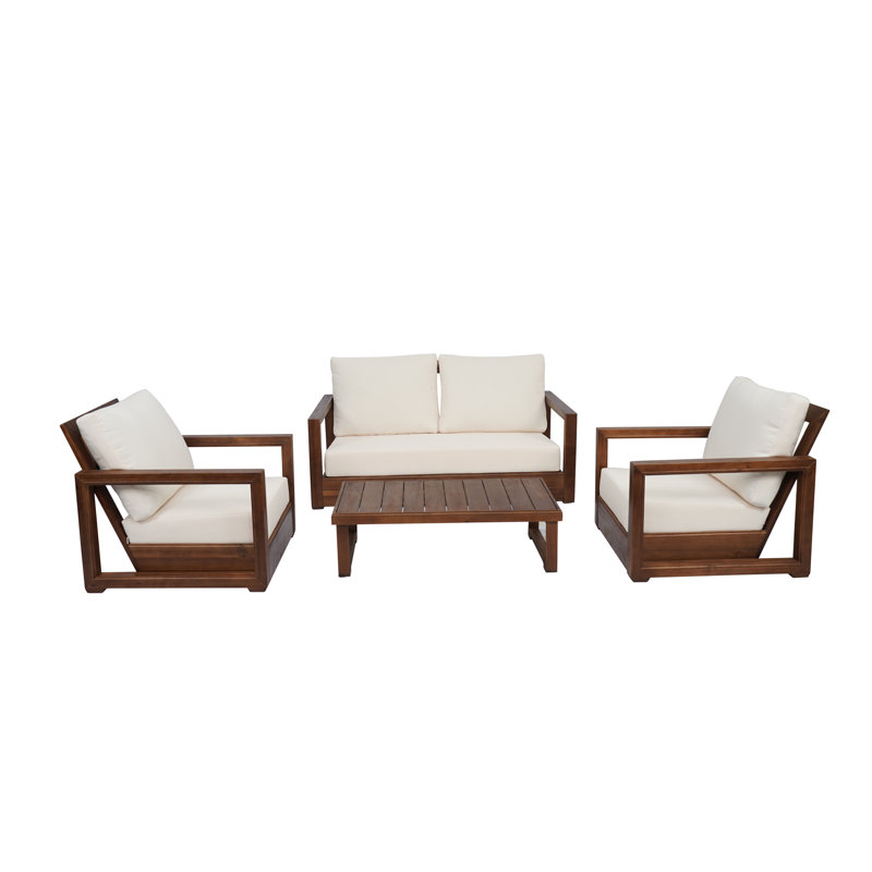 Donnie 4 Piece Sofa Seating Group with Cushions, Mocha