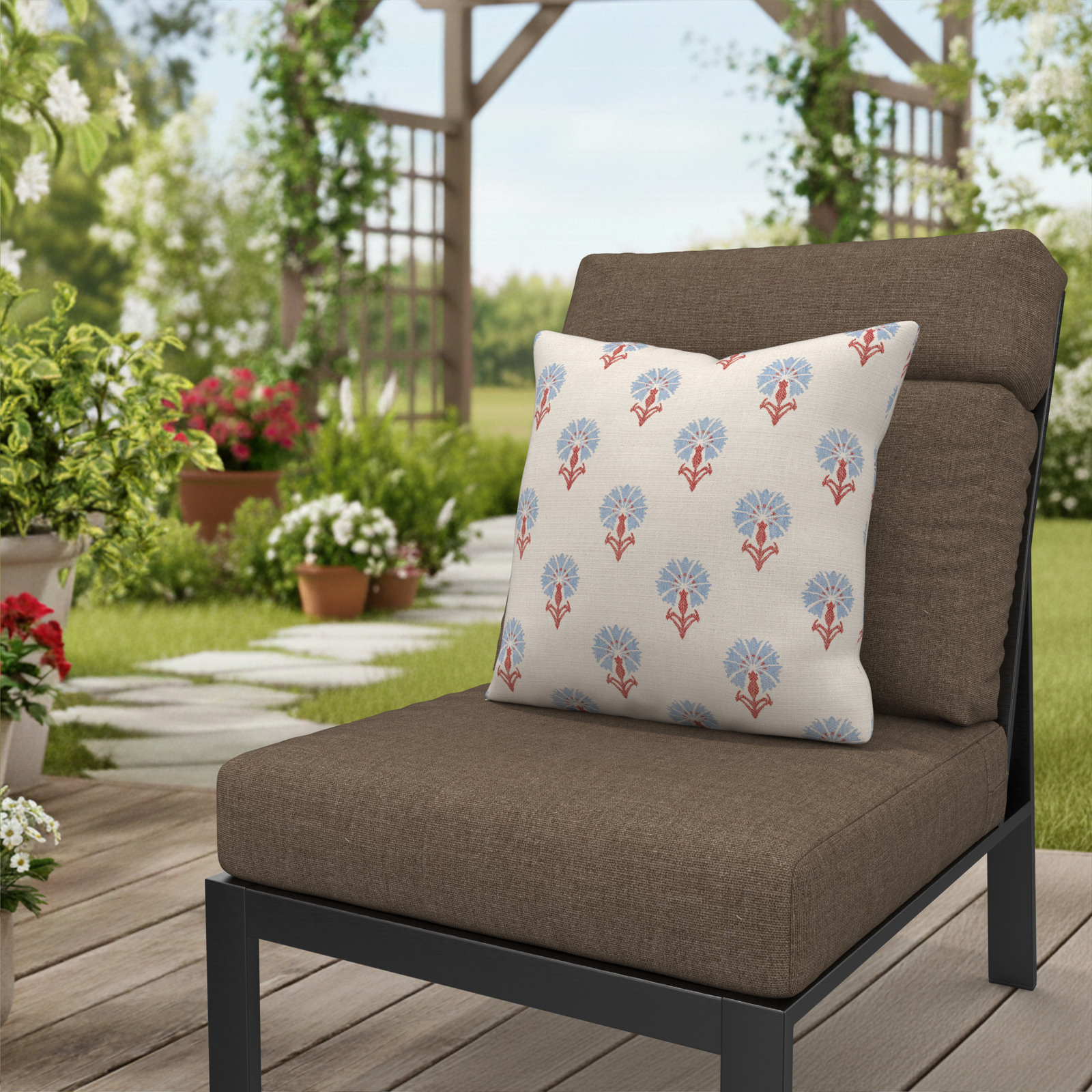 Amala Outdoor/Indoor Throw Pillow, Mira Bluebell