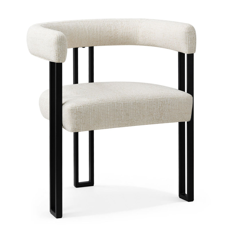 Fauteuil de salle à manger rembourré de 18 po en tweed, Tweed-beige