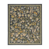 Hand-Knotted High-Quality Navy, Cream, and Green Area Rug