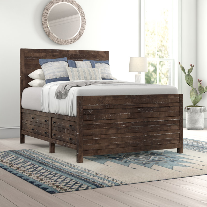 Lit standard avec rangement en bois massif Montclair, Roi