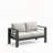 All-Weather Metal Loveseat Patio Sofa with Thick Light Gray Cushions & Durable Black Frame for Outdoor Comfort
