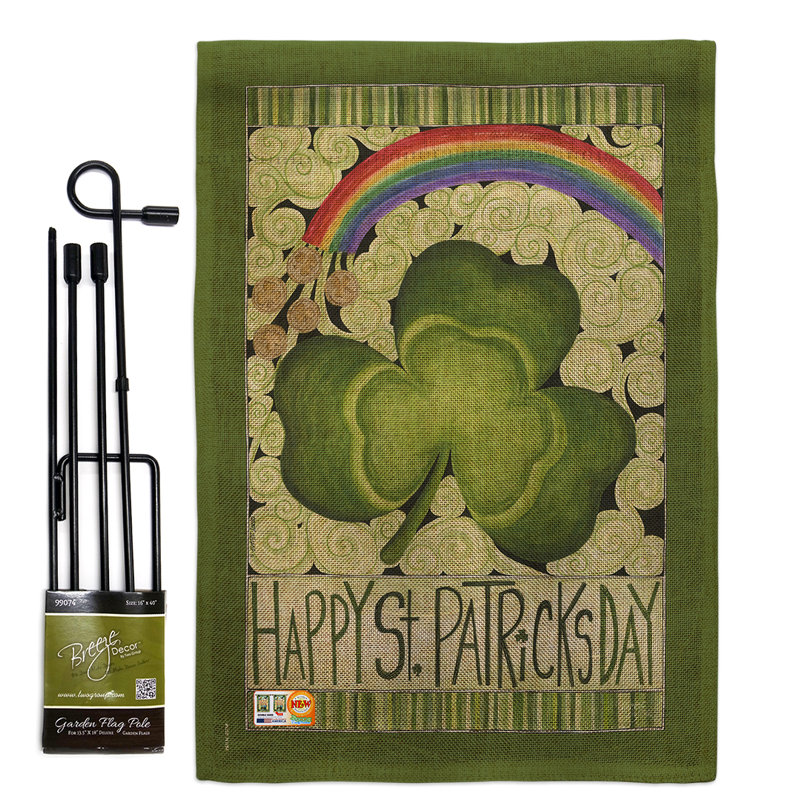 "st patrick" , impression en polyester de 2 côtés 18,5 x 13 po ensemble de drapeau