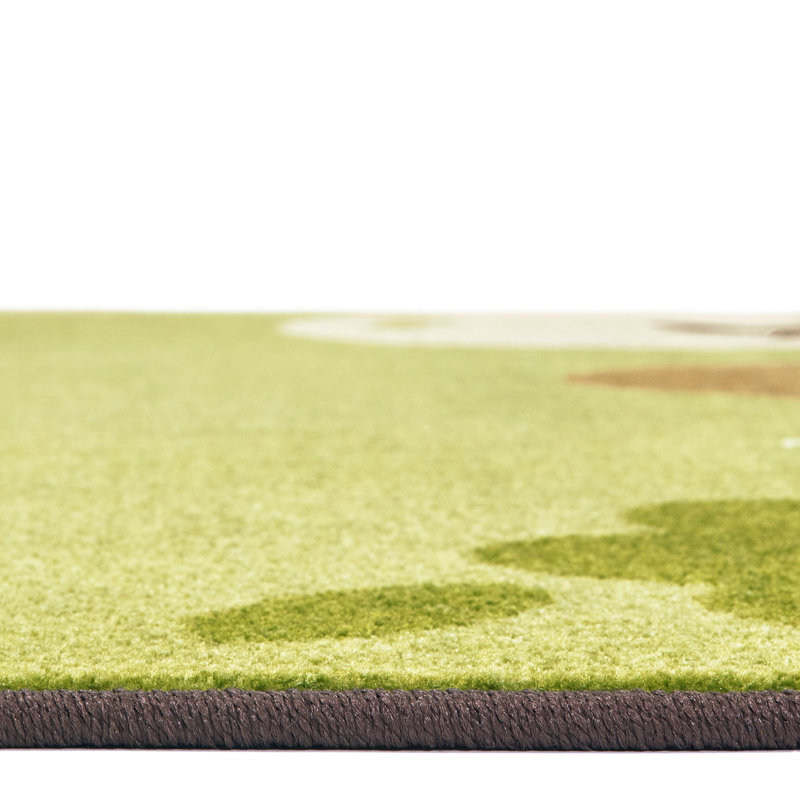 Tapis vert touffeté décoratif pour enfants Tranquil Trees Kidsoft, Rectangle 4 pi x 6 pi