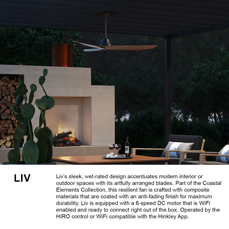 Hinkley Liv LED Smart Fan, Driftwood
