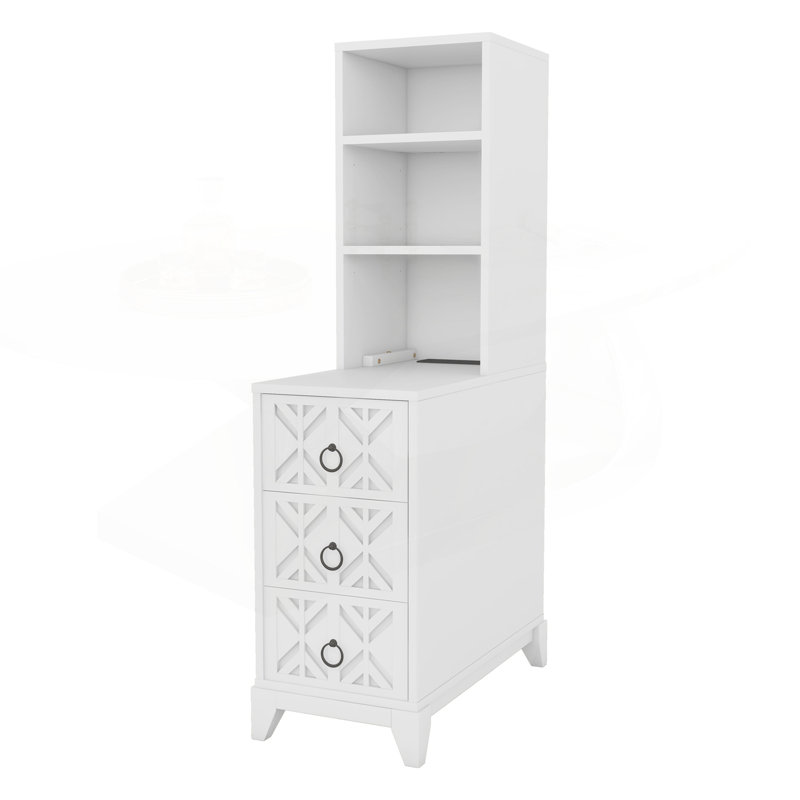 Versatile End Table with Multiple Storage Options and Stylish Design for Bedroom and Corner, White