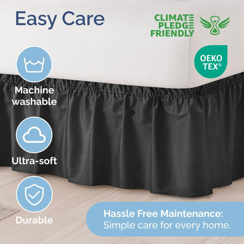 Ruffled Elastic Wrap Around Tailored Bed Skirt