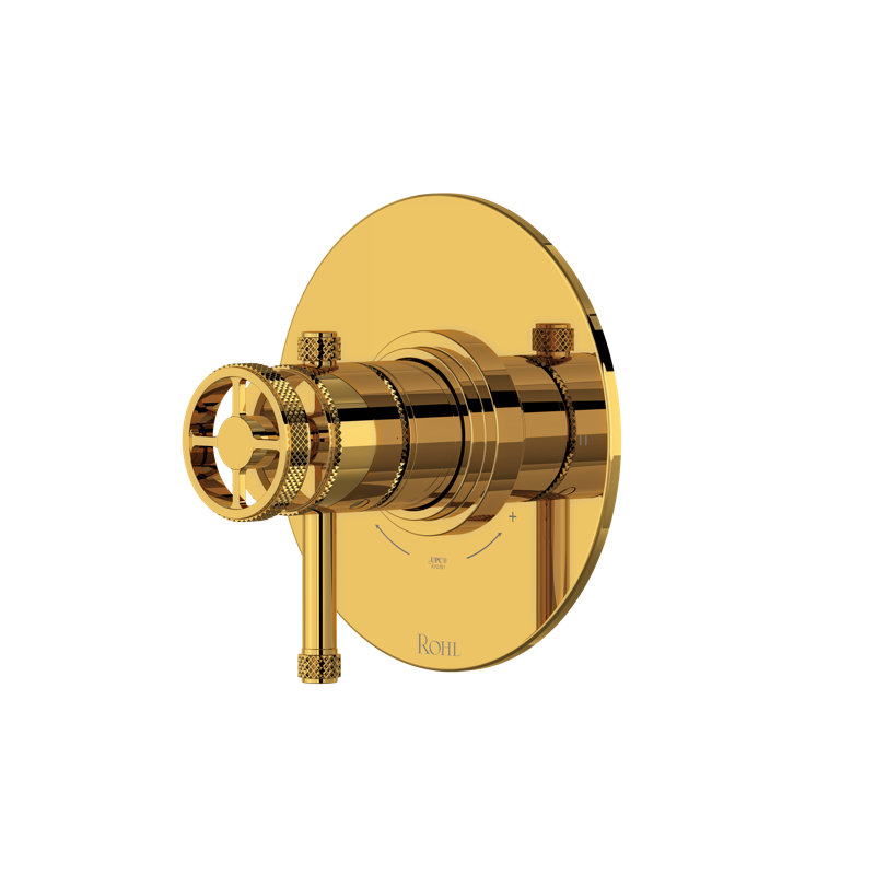 Campo 1/2" Therm & Pressure Balance Trim With 2 Functions TCP44W1I, Unlacquered Brass