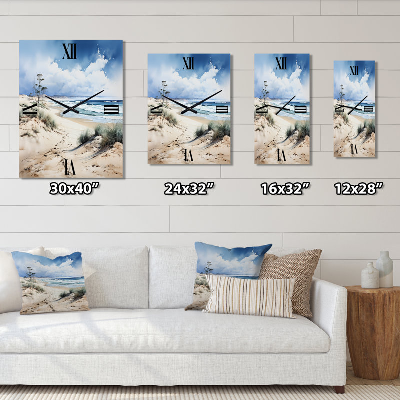 Beach Beach Dune Dreams I - Horloge murale bord de mer en métal, Grand