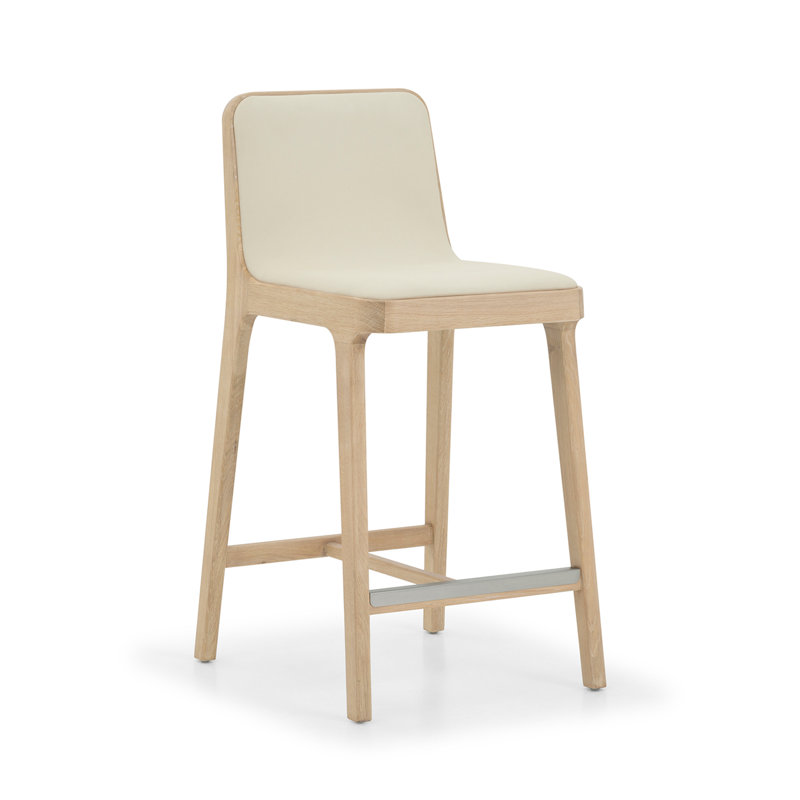 Tabouret de comptoir Florent, Selle / gland / nickel brossé