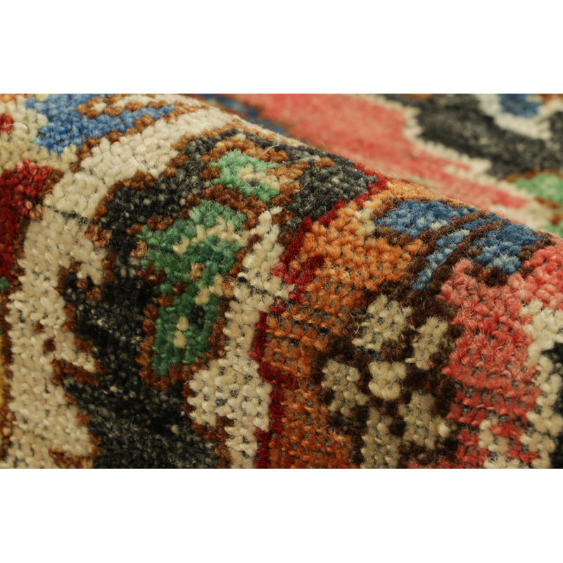 Rug & Kilim’S  Kerman Style Rug In Black With Colorful Floral Patterns, Rectangle 6' x 9'