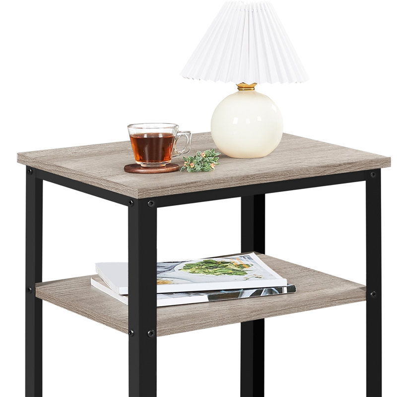 Table d'appoint en hauteur avec tablettes, H 29,5 po x l 16 po x P 12 po, Plateau espresso / base noire
