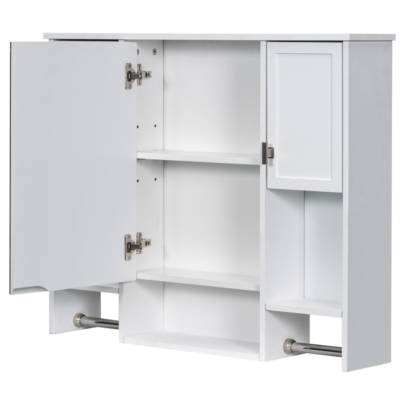 Meuble-lavabo moderne 36 po avec lavabo supérieur et armoire à miroir avec barre à serviettes, Blanc