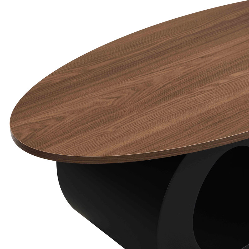 Table basse ovale et ronde de style industriel, 2 pièces pour espace de vie principal, structure en métal, pieds réglables, noir, design, métal, assemblage rapide