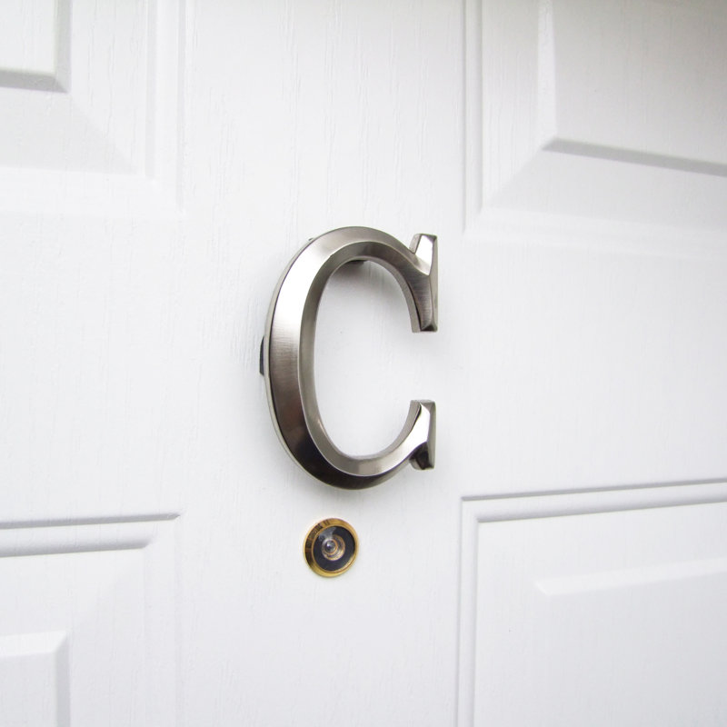 Heurtoir de porte lettre monogramme, Nickel, C