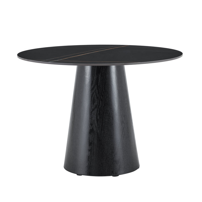 42" Marble Dining Table, Round Dining Table With Marble Top, Small Kitchen Table With Wooden Leg, Modern Dining Room Table For 4-6 People, Ideal For Home, Dining Room.
