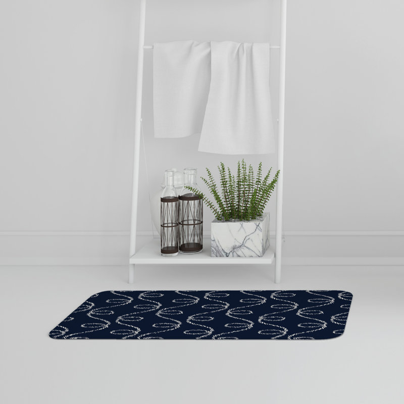 Akarsh Memory Foam Non-Slip Bath Rug, Blue 2