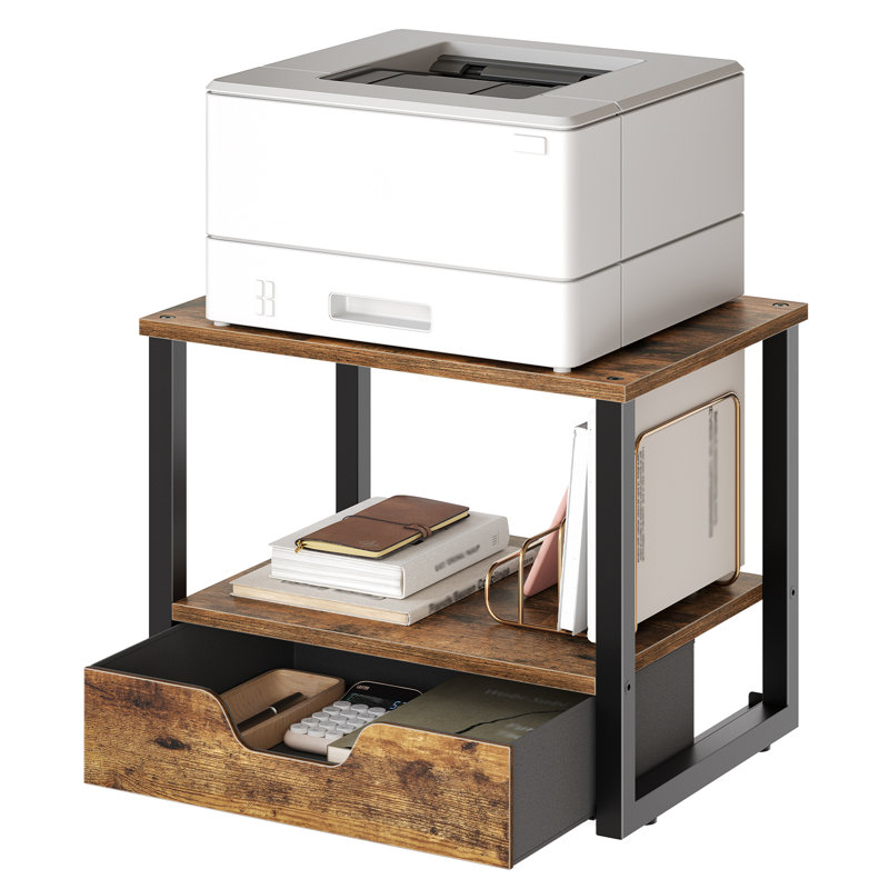 Desktop Printer Stand, 2-tier Printer Table With Drawer