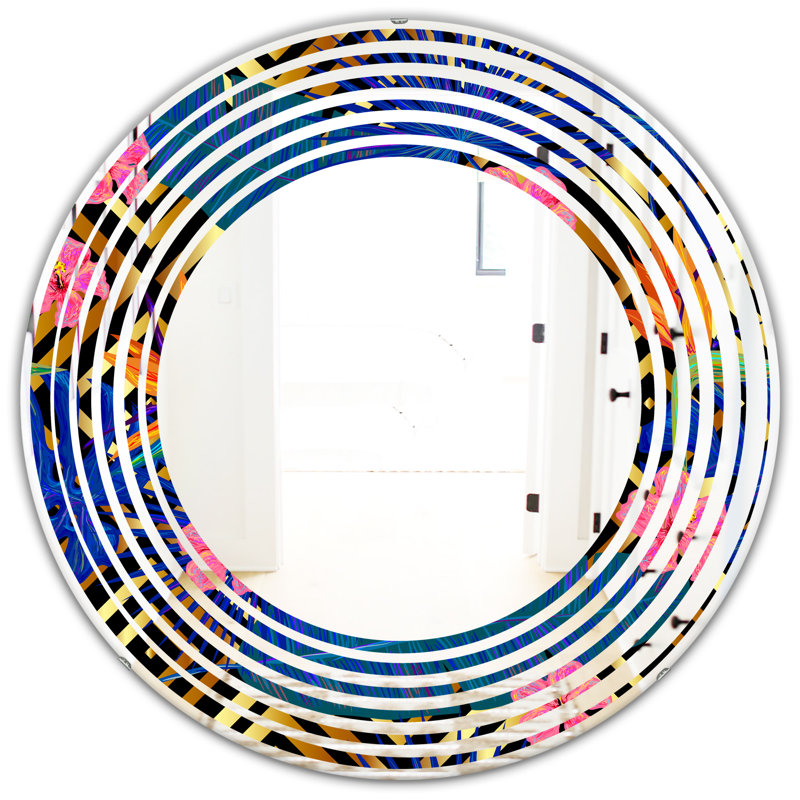 Miroir mural sans cadre wave abstract design iv éclectique, H 31,5 po x l po