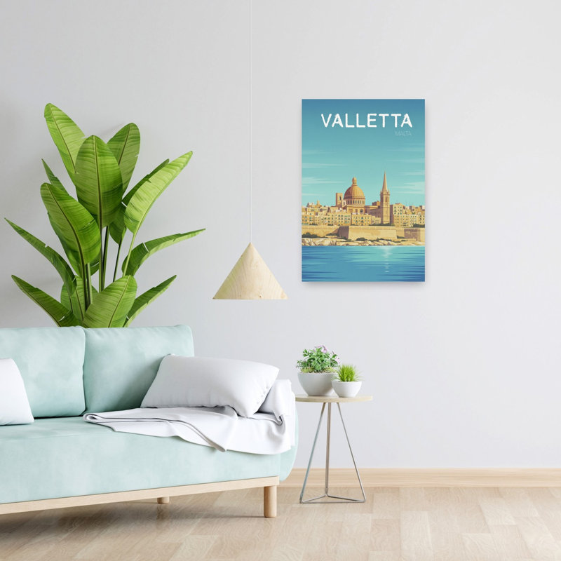 «Valletta Grand Harbour View Serene Abstract Contemporary Architecture City», art mural, H 24 po x l 16 po