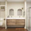 Meuble-lavabo mural double en teck et évier en acrylique 84 po Victoria-94524458
