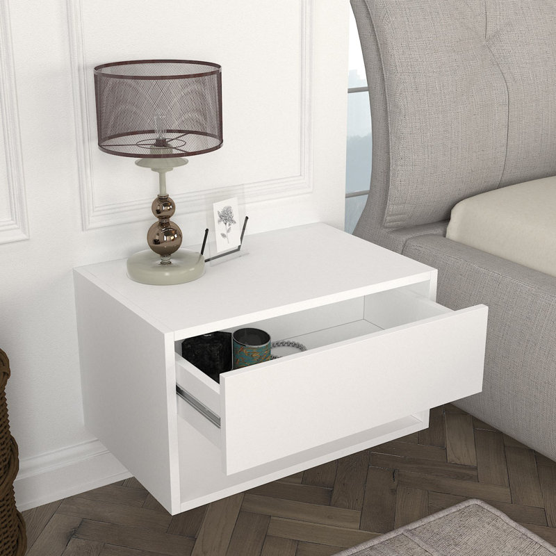 Benaniah 24" Wall Mounted Floating Nightstand, White