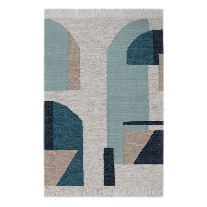 Lagoon Geometric Area Rug in Blue, Rectangle 10' x 14'