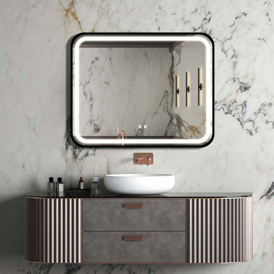 32x24inch Bathroom Led Classy Vanity Mirror with focused backplane,High Lumen,Dimmable Touch,Wall Switch Control, Anti-Fog ,CRI 95 Adjustable 3000K-4500K-6000K ,IP54 Waterproof  Vertical & Horizontal