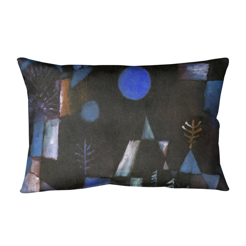 Coussin lombaire full moon, Bleu, Faux lin