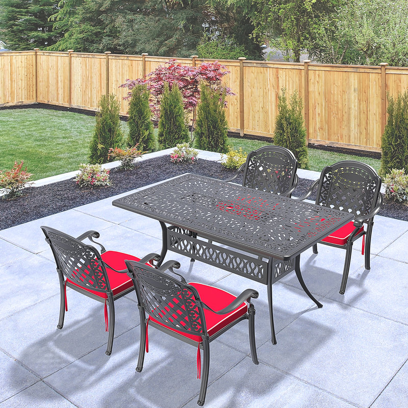 Cast Aluminum Patio Furniture With Cushions, 4