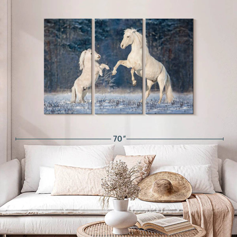 Brampt Winter White Horses, 14" H x 23" W