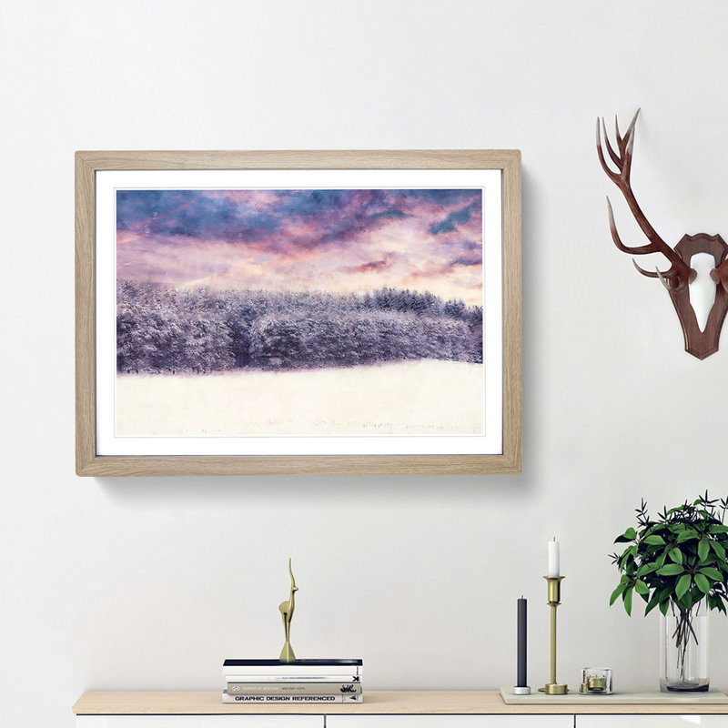 Purple Sky at Winter - Framed Print, 33cm H x 45cm W x 2cm D, Oak Framed