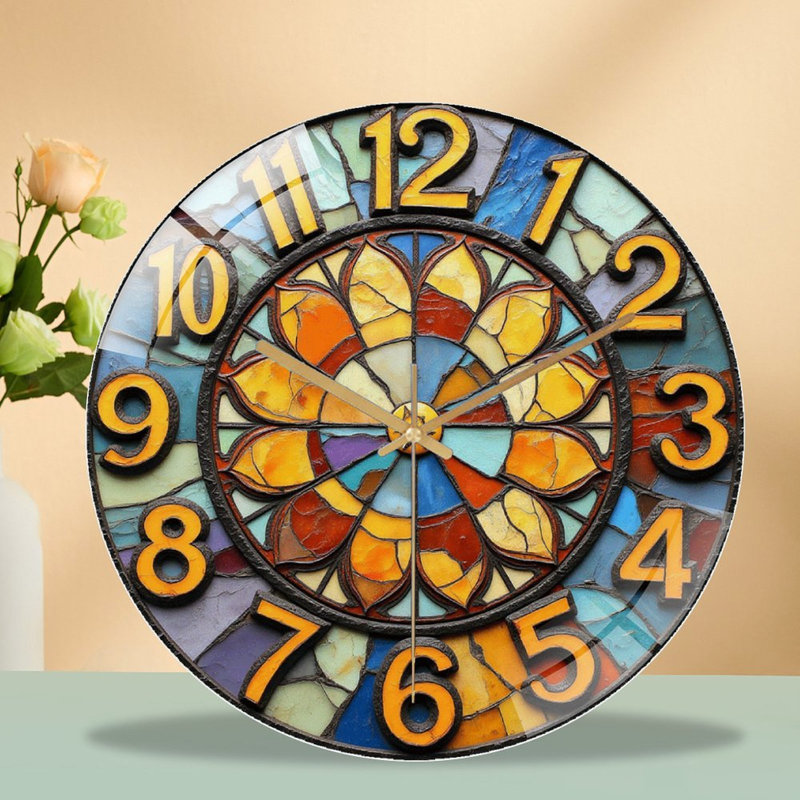 Horloge murale décorative en verre coloré - Horloge murale 12 po