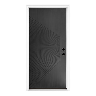 36 po. X 80 po. Porte avant affleurante noire en fibre de verre avec seuil et charnières à gauche
