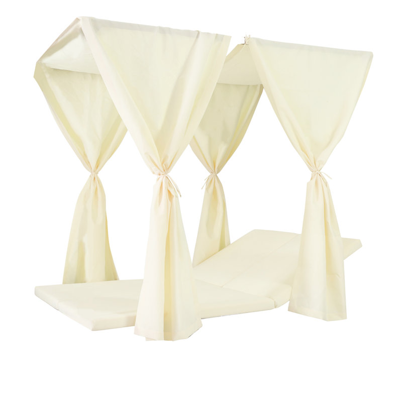 Daybed Cushion & Curtains, Cream Waterproof Fabric, 76.82 In X 50.51 2.7 In, 17.63 Lb, 48.75 27.25 11.5 Packaging Case, 30.95 Lb Curtains Cream, 76.82" 50.51" 2.7", 48.75" 27.25" 11.5" Containered