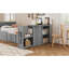 Lit multifonctionnel en bois avec bureau et tablette de rangement au bout du lit, lit gigogne intégré et 3 tiroirs,