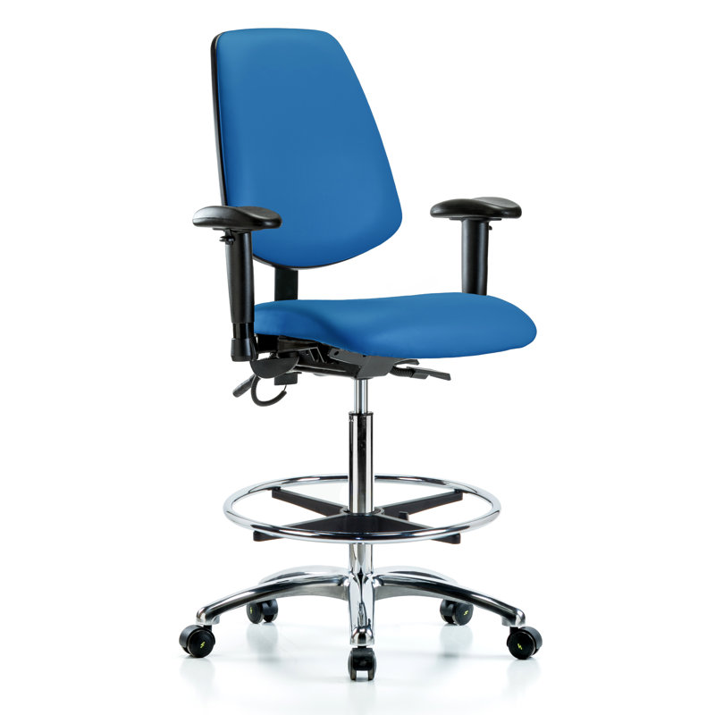Fauteuil de dessin ergonomique Eli, Bleu, Roulettes, Inclus