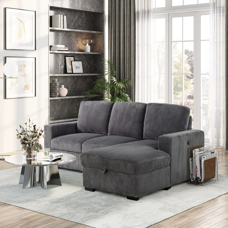 Canapé modulaire gris - Dossier mi-ferme Siège moelleux Surface de vie Tissu mélodique Confort 5