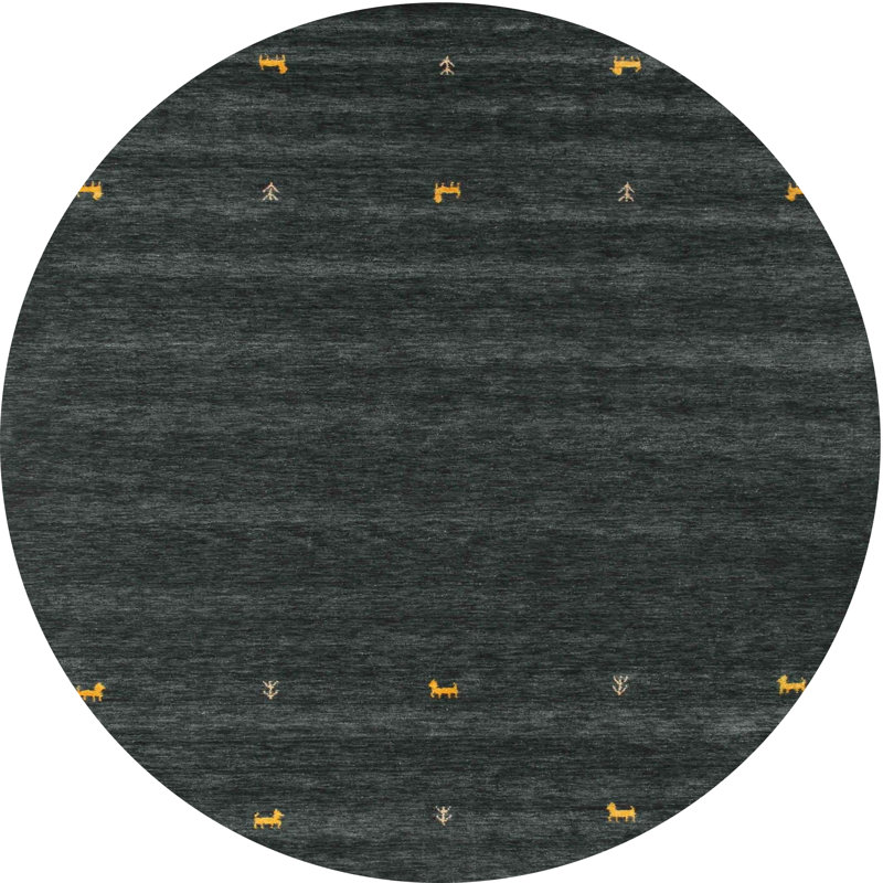 Tapis de zone vert foncé contemporain, Rond 3 pi
