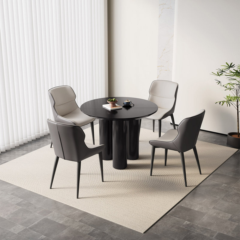 Ensemble de table de salle à manger 39,37 "moderne noir avec 4 chaises pour la cuisine, le bar, le salon et le petit espace