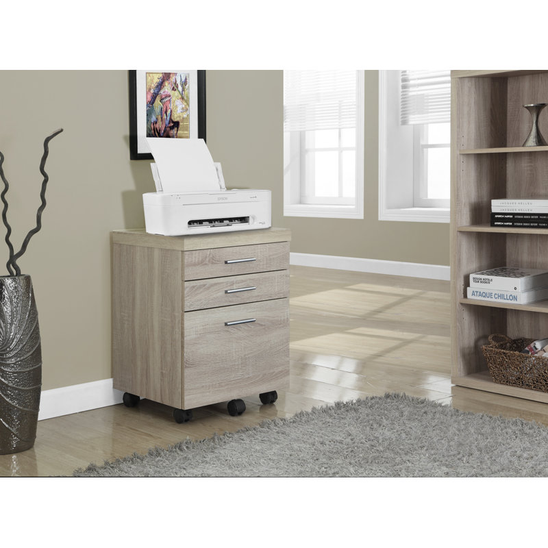 18.25'' Wide 3 -Drawer Mobile File Cabinet, Natural